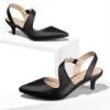 imagemysoft Womens Dress Shoes Low Heels 2 inch Kitten Pumps Slingback Wedding Party MediumWide Width ShoesBlack Pu