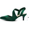 imagemysoft Womens Dress Shoes Low Heels 2 inch Kitten Pumps Slingback Wedding Party MediumWide Width ShoesGreen