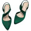 imagemysoft Womens Dress Shoes Low Heels 2 inch Kitten Pumps Slingback Wedding Party MediumWide Width ShoesGreen