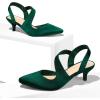 imagemysoft Womens Dress Shoes Low Heels 2 inch Kitten Pumps Slingback Wedding Party MediumWide Width ShoesGreen