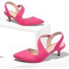 imagemysoft Womens Dress Shoes Low Heels 2 inch Kitten Pumps Slingback Wedding Party MediumWide Width ShoesHot Pink
