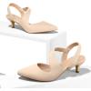 imagemysoft Womens Dress Shoes Low Heels 2 inch Kitten Pumps Slingback Wedding Party MediumWide Width ShoesNude