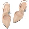 imagemysoft Womens Dress Shoes Low Heels 2 inch Kitten Pumps Slingback Wedding Party MediumWide Width ShoesNude Pu