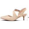 imagemysoft Womens Dress Shoes Low Heels 2 inch Kitten Pumps Slingback Wedding Party MediumWide Width ShoesNude Pu