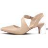 imagemysoft Womens Dress Shoes Low Heels 2 inch Kitten Pumps Slingback Wedding Party MediumWide Width ShoesNude Pu