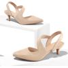 imagemysoft Womens Dress Shoes Low Heels 2 inch Kitten Pumps Slingback Wedding Party MediumWide Width ShoesNude Pu