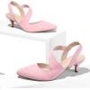 imagemysoft Womens Dress Shoes Low Heels 2 inch Kitten Pumps Slingback Wedding Party MediumWide Width ShoesPink