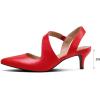 imagemysoft Womens Dress Shoes Low Heels 2 inch Kitten Pumps Slingback Wedding Party MediumWide Width ShoesRed