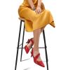 imagemysoft Womens Dress Shoes Low Heels 2 inch Kitten Pumps Slingback Wedding Party MediumWide Width ShoesRed