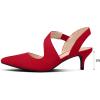 imagemysoft Womens Dress Shoes Low Heels 2 inch Kitten Pumps Slingback Wedding Party MediumWide Width ShoesRed Suede