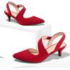 imagemysoft Womens Dress Shoes Low Heels 2 inch Kitten Pumps Slingback Wedding Party MediumWide Width ShoesRed Suede