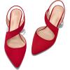 imagemysoft Womens Dress Shoes Low Heels 2 inch Kitten Pumps Slingback Wedding Party MediumWide Width ShoesRed Suede