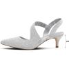 imagemysoft Womens Dress Shoes Low Heels 2 inch Kitten Pumps Slingback Wedding Party MediumWide Width ShoesSilver