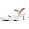 imagemysoft Womens Dress Shoes Low Heels 2 inch Kitten Pumps Slingback Wedding Party MediumWide Width ShoesWhite