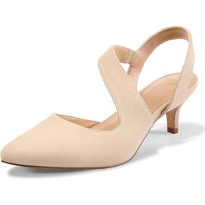 imagemysoft Womens Dress Shoes Low Heels 2 inch Kitten Pumps Slingback Wedding Party MediumWide Width ShoesNude