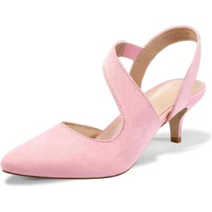 imagemysoft Womens Dress Shoes Low Heels 2 inch Kitten Pumps Slingback Wedding Party MediumWide Width ShoesPink