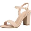 imagemysoft Womens Chunky Block Heels 35IN Open Toe Ankle Strap High Heeled Sandals Wedding Party Dress Pump ShoesNude Nubuck