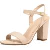 imagemysoft Womens Chunky Block Heels 35IN Open Toe Ankle Strap High Heeled Sandals Wedding Party Dress Pump ShoesNude Suede