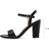 imagemysoft Womens Chunky Block Heels 35IN Open Toe Ankle Strap High Heeled Sandals Wedding Party Dress Pump ShoesBlack Pu