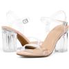 imagemysoft Womens Chunky Block Heels 35IN Open Toe Ankle Strap High Heeled Sandals Wedding Party Dress Pump ShoesClear