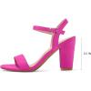 imagemysoft Womens Chunky Block Heels 35IN Open Toe Ankle Strap High Heeled Sandals Wedding Party Dress Pump ShoesHot Pink