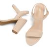 imagemysoft Womens Chunky Block Heels 35IN Open Toe Ankle Strap High Heeled Sandals Wedding Party Dress Pump ShoesNude Nubuck