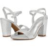 imagemysoft Womens Chunky Block Heels 35IN Open Toe Ankle Strap High Heeled Sandals Wedding Party Dress Pump ShoesSilver Glitter