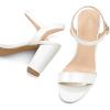 imagemysoft Womens Chunky Block Heels 35IN Open Toe Ankle Strap High Heeled Sandals Wedding Party Dress Pump ShoesWhite Patent