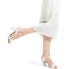 imagemysoft Womens Chunky Block Heels 35IN Open Toe Ankle Strap High Heeled Sandals Wedding Party Dress Pump ShoesWhite Pu