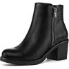 imagemysoft Womens Ankle Boots Low Chunky Stacked Heel Booties With Side ZipperSpliced Black