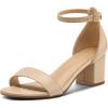 imagemysoft Womens Chunky Low Heels Open Toe Block Heeled Dress Ankle Strap Pump Wedding SandalsNude Pu