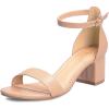 imagemysoft Womens Chunky Low Heels Open Toe Block Heeled Dress Ankle Strap Pump Wedding SandalsTan