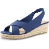 imagemysoft Womens Espadrille Wedge Sandals Platform Slingback Criss Cross Low Wedges Slip On Open Toe Dress Summer ShoesBlue