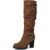 imagemysoft Womens Knee High Boots Fashion Chunky Block Heel Warm Winter Boots with Side ZippersCoffee Suede
