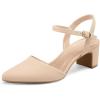 imagemysoft Womens Pumps 2 Inch Chunky Block Heel Pointed Toe Ankle Strap Slingback Wedding Party Dress Shoes Nude Nubuck