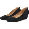 imagemysoft Womens Wedge Pumps Closed Toe Low Heel Dress Shoes Black Nubuck