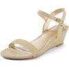 imagemysoft Womens Wedge Sandals Low Heel Open Toe 2 Inch Comfortable Strappy Dress Shoes Adjustable Ankle Strap Casual Walking Summer Holiday Party Wedding Event SandalsGold