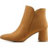 imagemysoft Womens Ankle Boots Chunky Block Low Heel Comfortable Pointed Toe Side V Cutout Dressy Office Booties with ZipperLight Brown