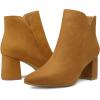 imagemysoft Womens Ankle Boots Chunky Block Low Heel Comfortable Pointed Toe Side V Cutout Dressy Office Booties with ZipperLight Brown