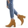 imagemysoft Womens Ankle Boots Chunky Block Low Heel Comfortable Pointed Toe Side V Cutout Dressy Office Booties with ZipperLight Brown
