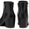 imagemysoft Womens Ankle Boots Low Chunky Stacked Heel Booties With Side ZipperSpliced Black