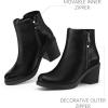 imagemysoft Womens Ankle Boots Low Chunky Stacked Heel Booties With Side ZipperSpliced Black