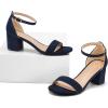 imagemysoft Womens Chunky Low Heels Open Toe Block Heeled Dress Ankle Strap Pump Wedding SandalsNavy