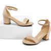 imagemysoft Womens Chunky Low Heels Open Toe Block Heeled Dress Ankle Strap Pump Wedding SandalsNude Pu