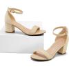imagemysoft Womens Chunky Low Heels Open Toe Block Heeled Dress Ankle Strap Pump Wedding SandalsRaffia
