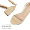 imagemysoft Womens Chunky Low Heels Open Toe Block Heeled Dress Ankle Strap Pump Wedding SandalsRaffia