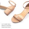 imagemysoft Womens Chunky Low Heels Open Toe Block Heeled Dress Ankle Strap Pump Wedding SandalsTan