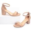 imagemysoft Womens Chunky Low Heels Open Toe Block Heeled Dress Ankle Strap Pump Wedding SandalsTan
