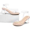 imagemysoft Womens Chunky Low Heels Open Toe Block Heeled Dress Ankle Strap Pump Wedding SandalsTransparent