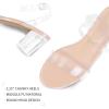 imagemysoft Womens Chunky Low Heels Open Toe Block Heeled Dress Ankle Strap Pump Wedding SandalsTransparent